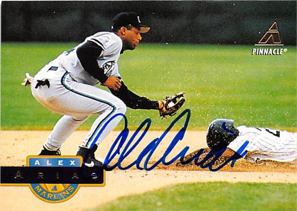 Alex Arias Autographed Baseball Card Florida Marlins Pinnacle