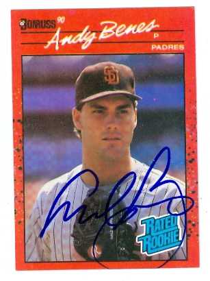 Auto Racing Parts  Diego on Andy Benes Autographed Baseball Card  San Diego Padres  1990 Donruss