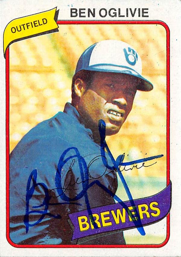 Ben Oglivie Autographed Baseball Card Milwaukee Brewers 1980 Topps 53