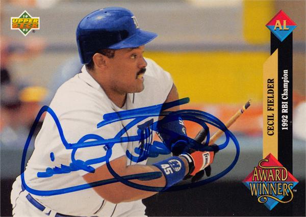 Cecil Fielder Autographed Baseball Card Detroit Tigers 1993 Upper