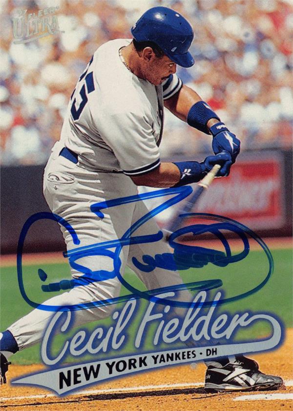 Cecil Fielder Autographed Baseball Card New York Yankees Fleer