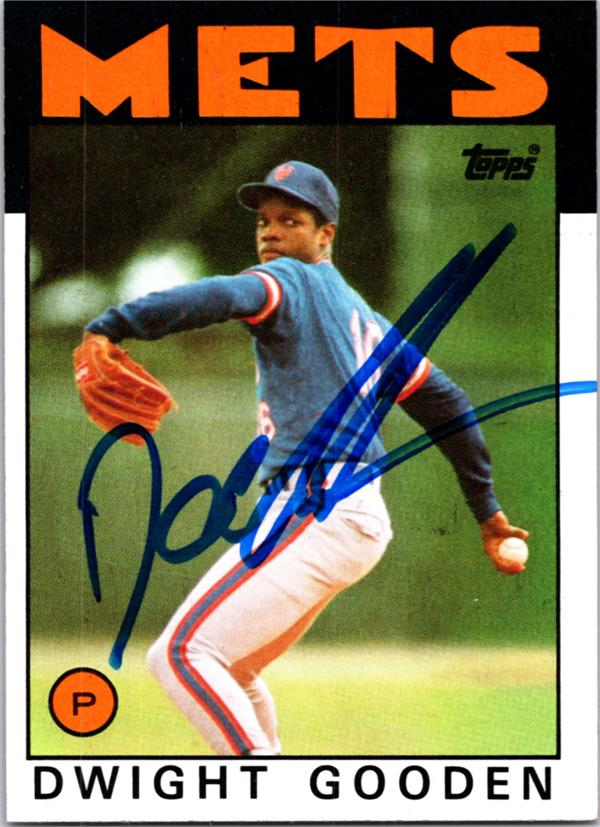 Dwight Gooden Autographed Baseball Card New York Mets 1986 Topps 250