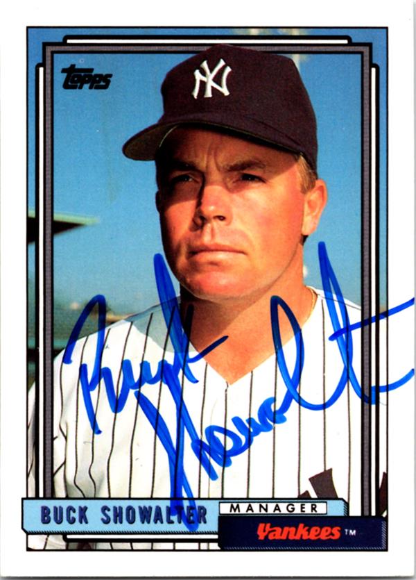 Buck Showalter Autographed Baseball Card New York Yankees 1992 Topps 201