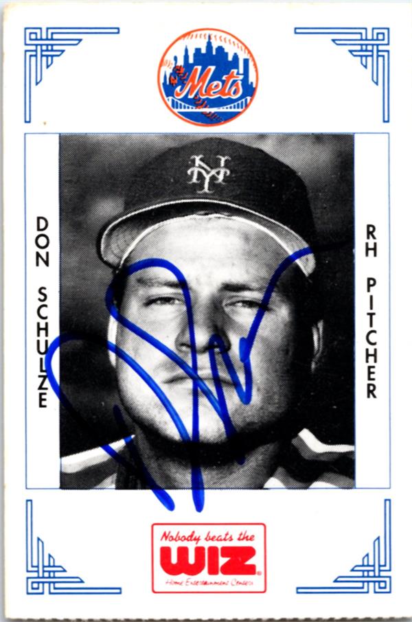 Don Schulze Autographed Baseball Card New York Mets Lc Wiz Mini