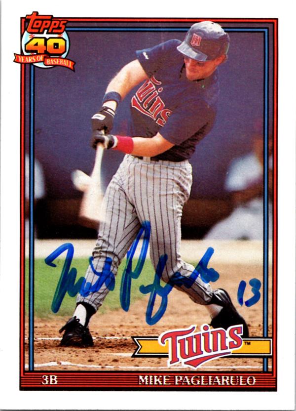 Mike Pagliarulo Autographed Baseball Card Minnesota Twins 1991 Topps