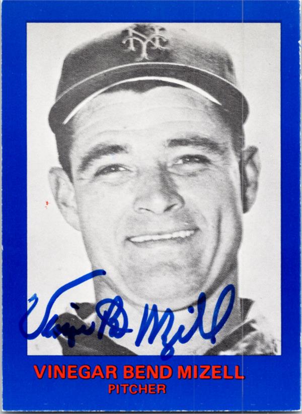 Vinegar Bend Mizell Autographed Baseball Card New York Mets Rgi