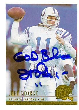 Jeff George Autographed Football Card Indianapolis Colts Atlanta