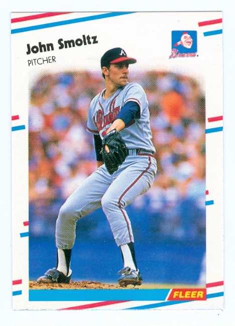 John Smoltz Baseball Card Atlanta Braves Hall Of Famer 1988 Fleer