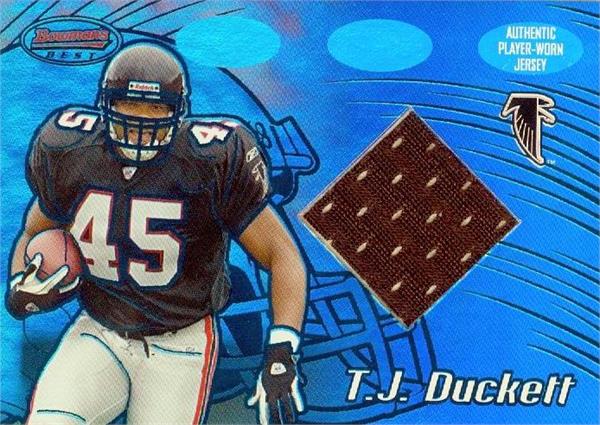 T J Duckett Player Worn Jersey Patch Football Card Atlanta Falcons