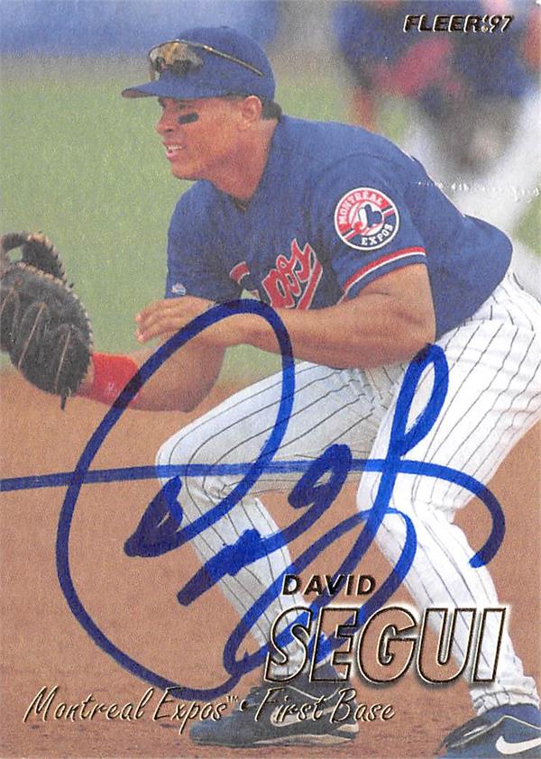 David Segui Autographed Baseball Card Montreal Expos SC 1997 Fleer 387