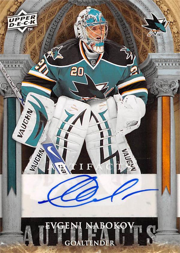 Evgeni Nabokov Autographed Hockey Card San Jose Sharks 2009 Upper