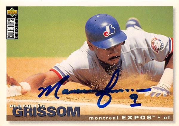 Marquis Grissom Autographed Baseball Card Montreal Expos 1995 Upper