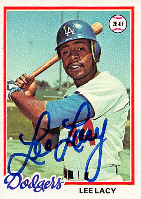 Lee Lacy Autographed Baseball Card Los Angeles Dodgers Topps