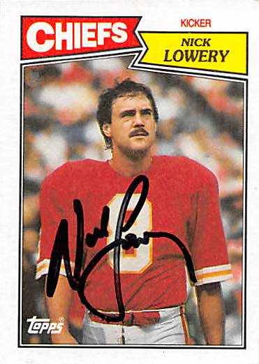 Nick Lowery Autographed Football Card Kansas City Chiefs 1987 Topps 165