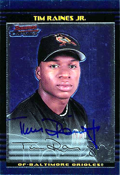 Tim Raines Jr Autographed Baseball Card Baltimore Orioles FT 2002