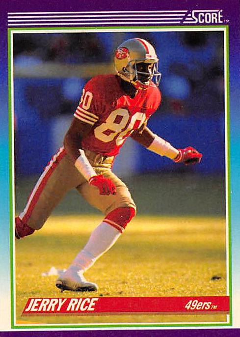 Jerry Rice Football Card San Francisco 49ers 1990 Score 200