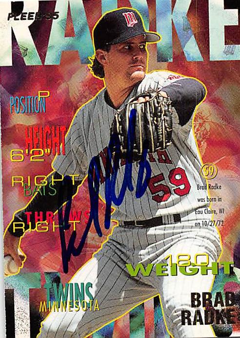 Brad Radke Autographed Baseball Card Minnesota Twins 1995 Fleer U 62