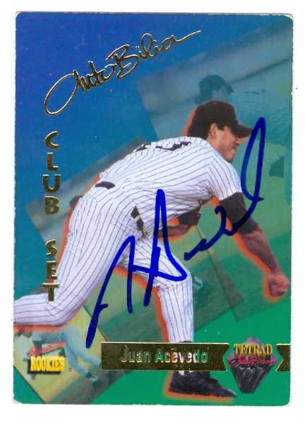 Juan Acevedo Autographed Baseball Card Colorado Rockies 1995