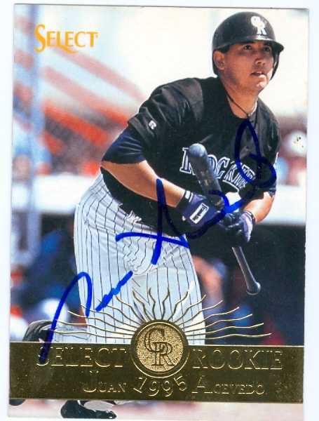 Juan Acevedo Autographed Baseball Card Colorado Rockies Pinnacle