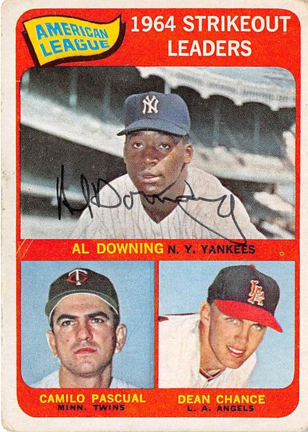 Al Downing Autographed Baseball Card New York Yankees Topps