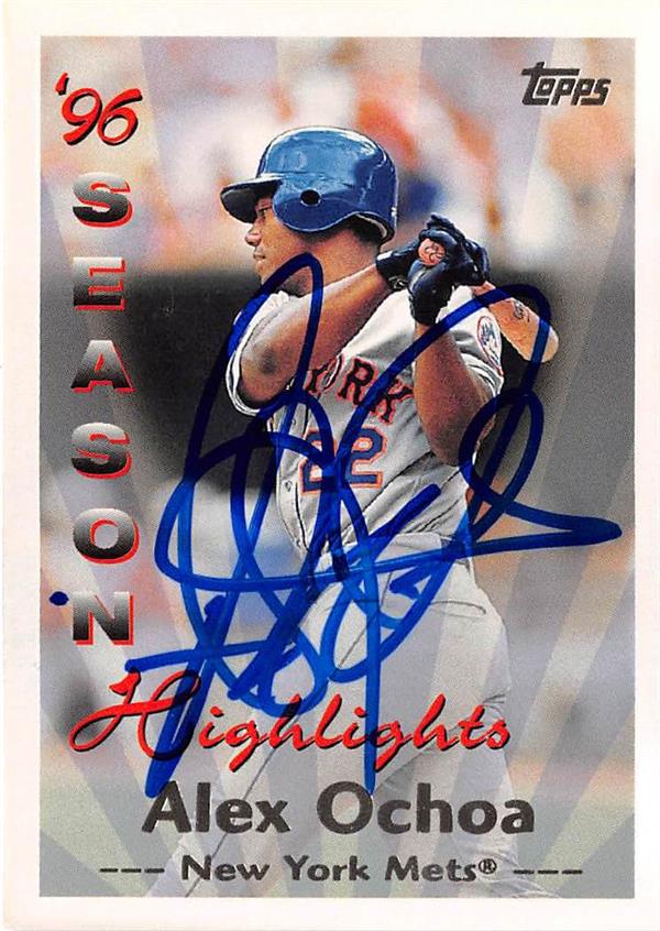 Alex Ochoa Autographed Baseball Card New York Mets Sc Topps