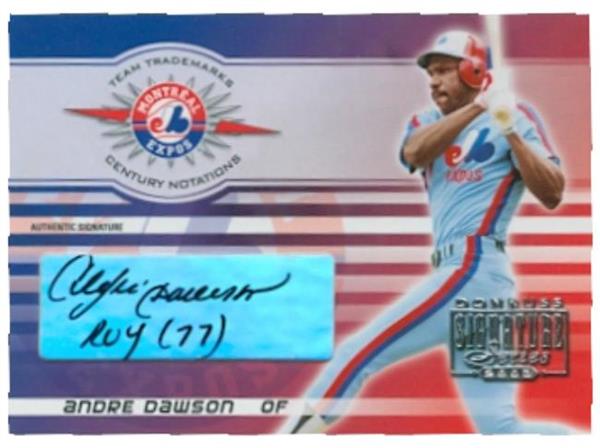 Andre Dawson Autographed Baseball Card Montreal Expos SC 2003 Donruss