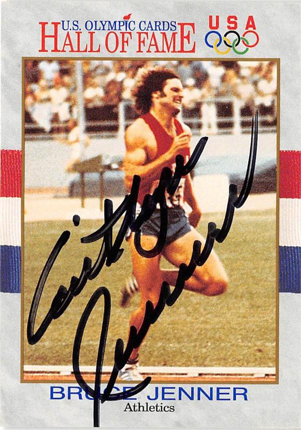 Caitlyn Jenner Autographed Trading Card Decathlon USA Gold Medal