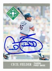 Cecil Fielder Autographed Baseball Card Detroit Tigers Fleer