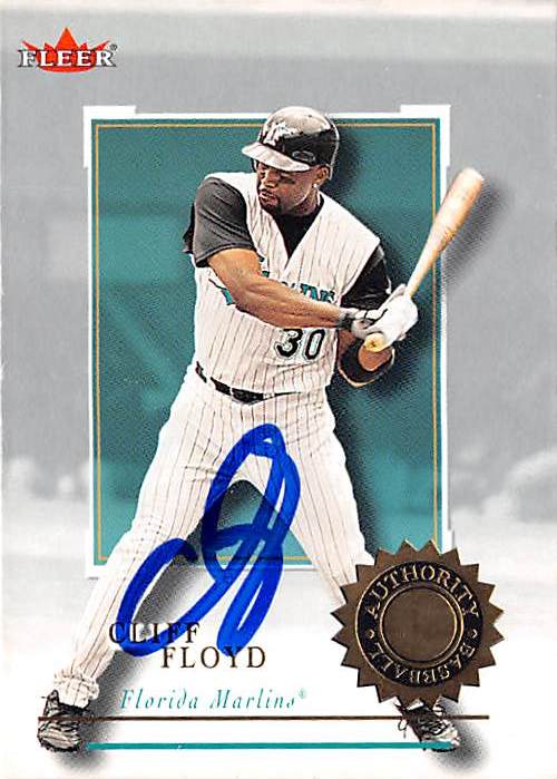 Cliff Floyd Autographed Baseball Card Florida Marlins Fleer