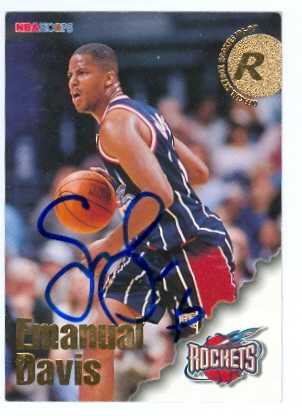 Emanual Davis Autographed Basketball Card (miami Heat) 1997 Hoops #284