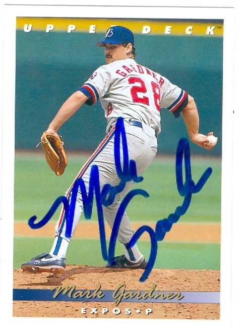 Mark Gardner Autographed Baseball Card Montreal Expos 1993 Upper Deck