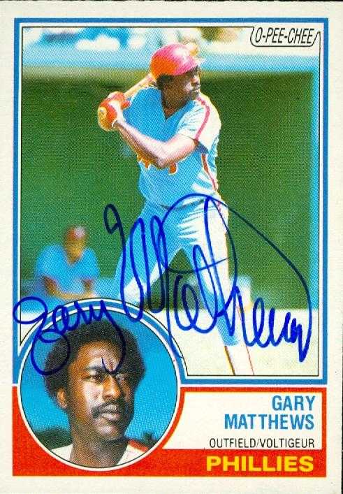 Gary Matthews Autographed Baseball Card Philadelphia Phillies 1983 O