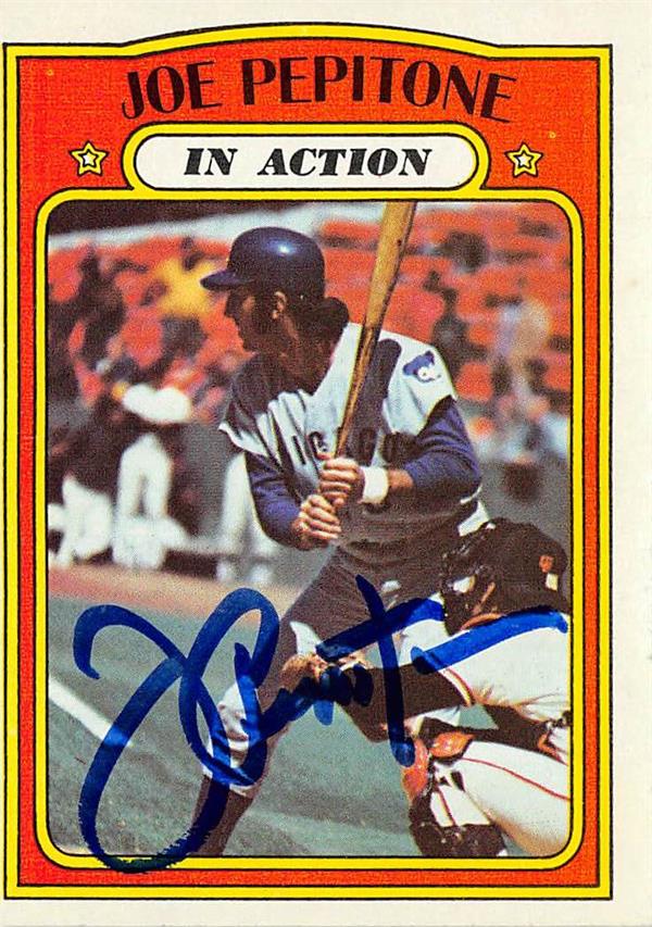 Joe Pepitone Autographed Baseball Card Chicago Cubs 1972 Topps 304