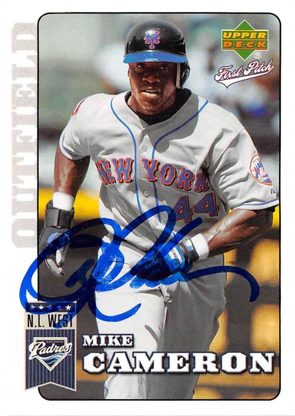 Mike Cameron Autographed Baseball Card New York Mets With SD Padres