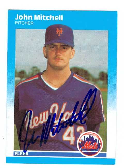 John Mitchell Autographed Baseball Card New York Mets 1988 Topps 