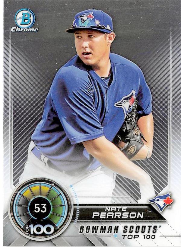 Nate Pearson Baseball Card Rookie Toronto Blue Jays 2018 Topps Bowman