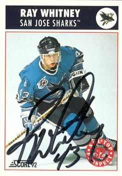 Ray Whitney Autographed Hockey Card San Jose Sharks Score