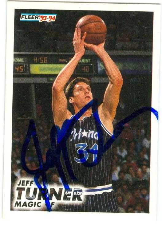 Jeff Turner Autographed Basketball Card Orlando Magic 1993 Fleer 154