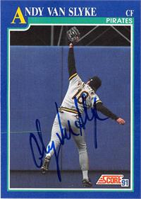 Andy Van Slyke Autographed Baseball Card Pittsburgh Pirates