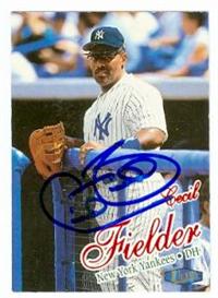 Cecil Fielder Autographed Baseball Card New York Yankees 1998 Fleer