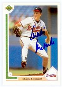 Charlie Leibrandt Autographed Baseball Card Atlanta Braves Upper