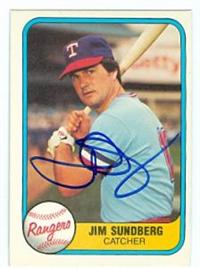 Jim Sundberg Autographed Baseball Card Texas Rangers 1981 Fleer 619