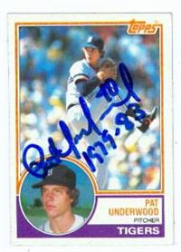 Pat Underwood Autographed Baseball Card Detroit Tigers 1983 Topps 588