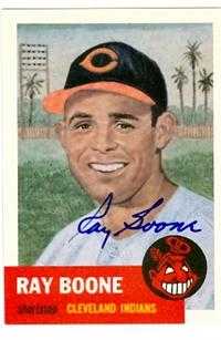 Ray Boone Autographed Baseball Card Cleveland Indians Topps