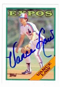 Vance Law Autographed Baseball Card Montreal Expos 1988 Topps 346