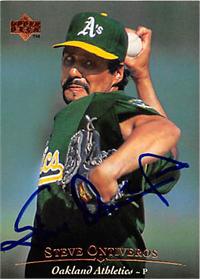 Steve Ontiveros Autographed Baseball Card Oakland Athletics 1995