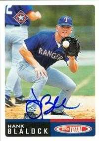 Hank Blalock Autographed Baseball Card Texas Rangers 2002 Topps Total