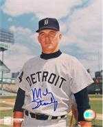 Mickey Stanley autographed baseball card (Detroit Tigers) Fleer Logo Sticker  #DT1