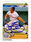 Cecil Fielder Autographed Baseball Card Detroit Tigers 1990 Upper